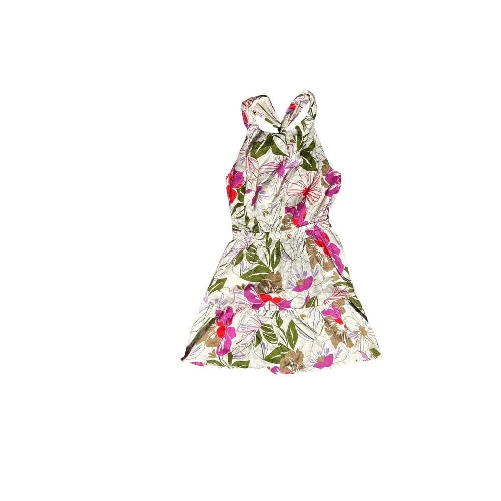 Gap Kids Girls Floral Halter Dress Pink Green White Cotton XS 429567-00-1